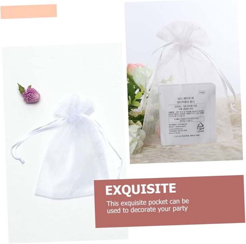 100 Pcs Drawstring Organza Bags For Jewelry Candy Storage Party Favor Pouches Gift Packaging - Image 4